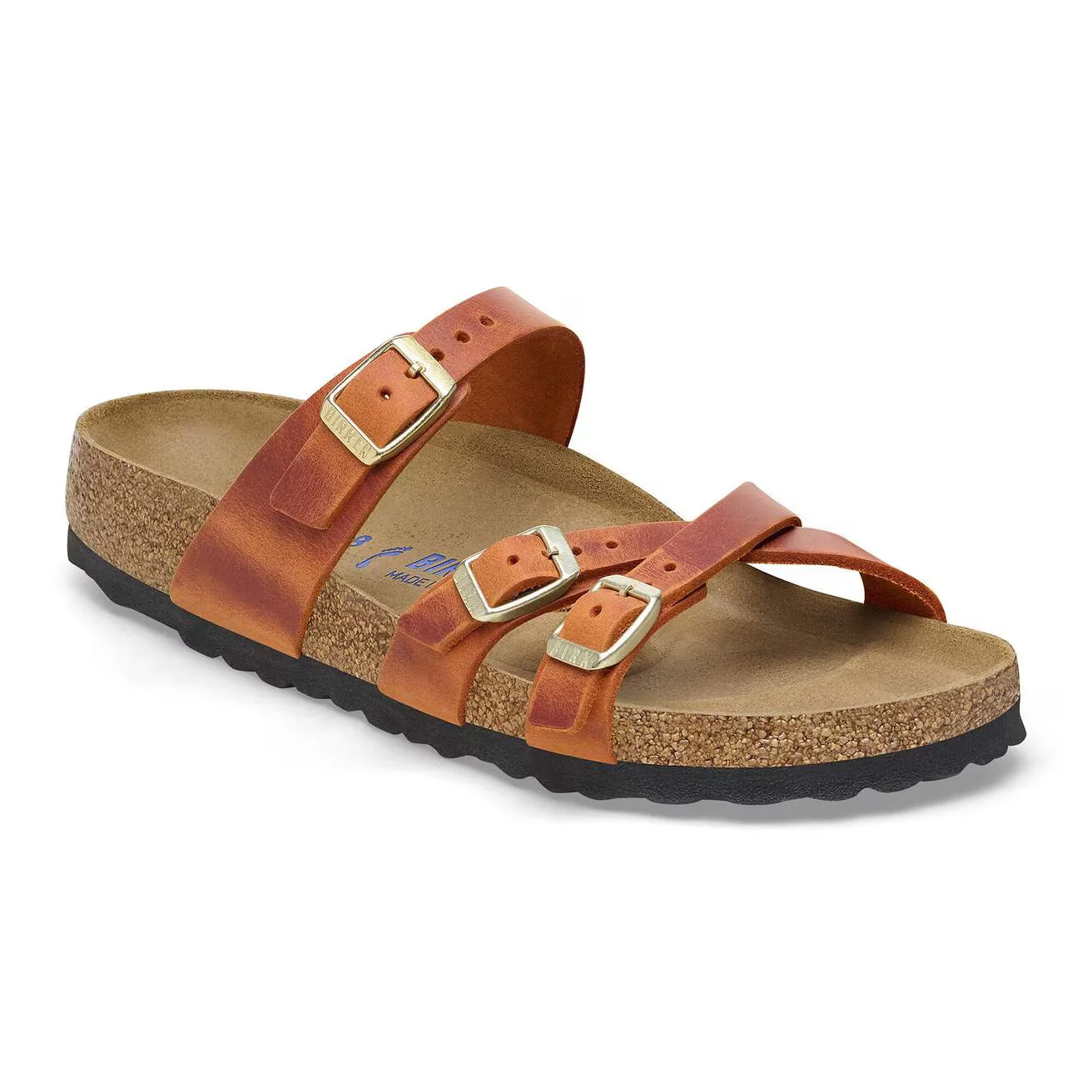 Functional Birkenstock Unisex Franca Natural Leather soft Footbed Burnt Orange Professional