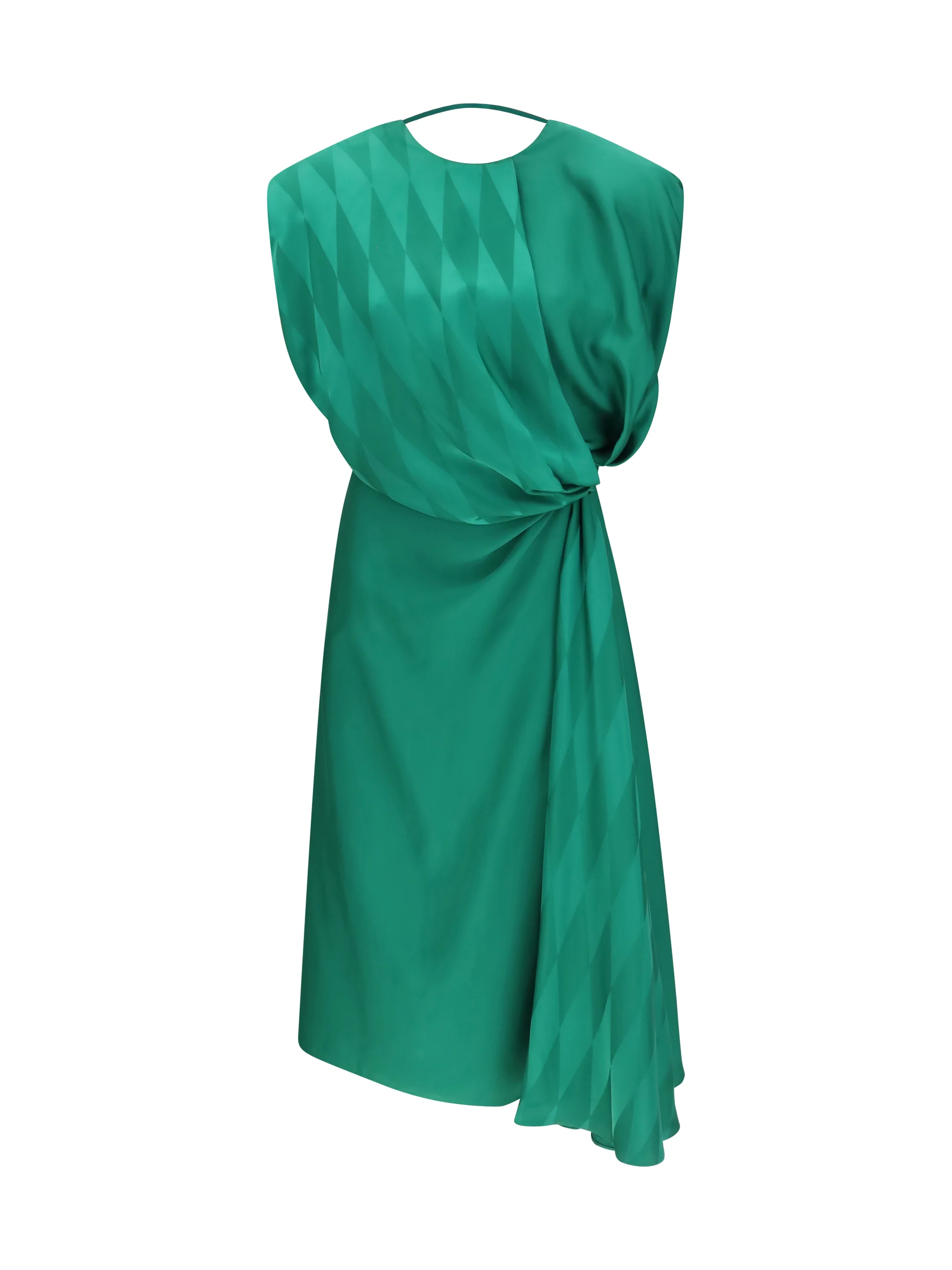 Certified Midi Silk Dress With Twist Detail Emerald Original
