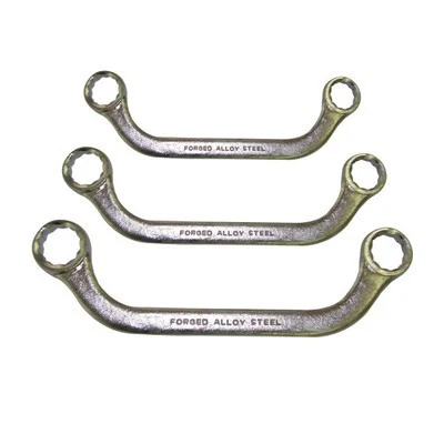 Trendy 3 Piece U Shaped Box End Type Wrench Tool Set SAE Sized Angle Angled Bent Reusable