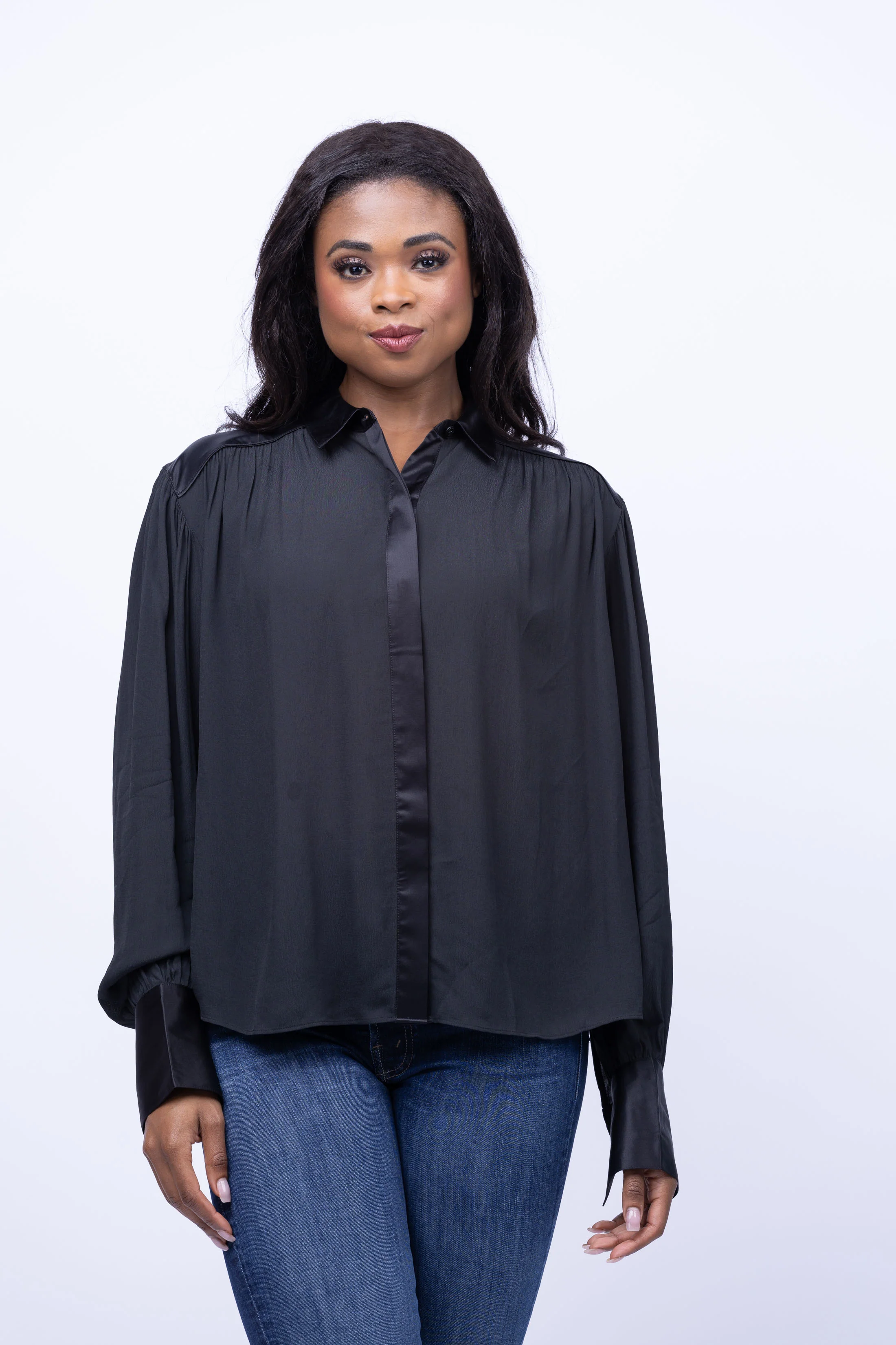 Crafted Rag Bone Aubrey Georgette Top in Black Next-Generation