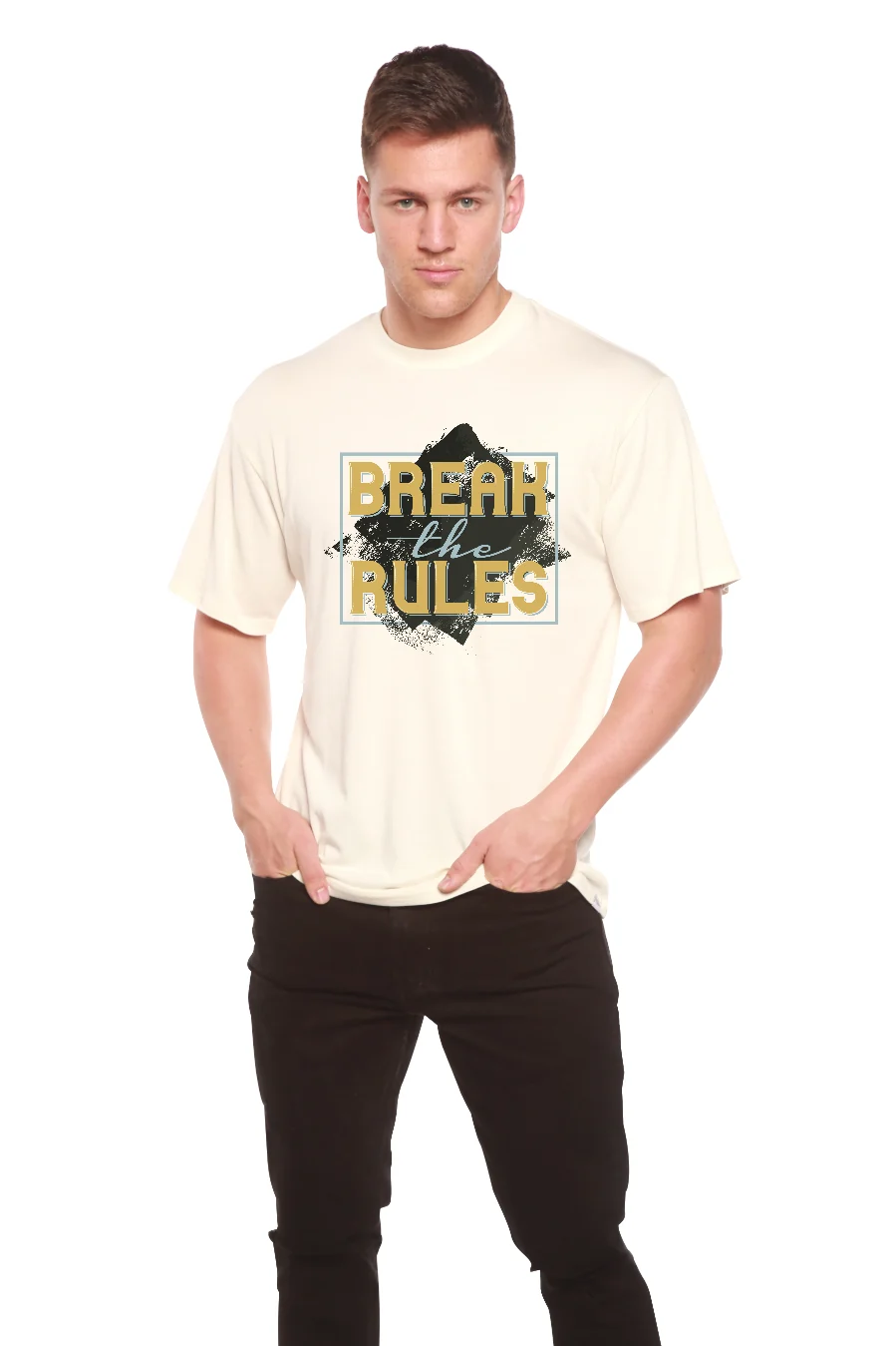 Modern Break the Rules Men's Bamboo Viscose Organic Cotton Short Sleeve Graphic T-Shirt High-Performance