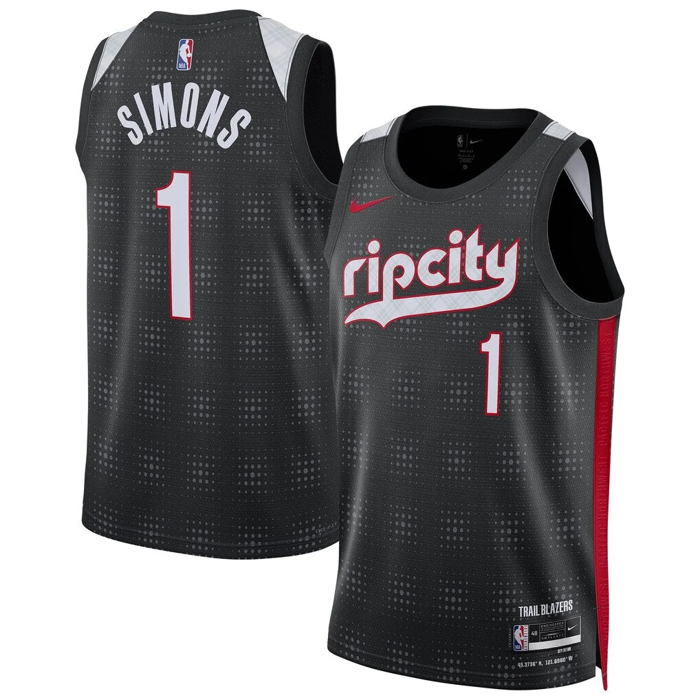 Professional Nike Youth Trail Blazers Anfernee Simons 2024 25 Swingman Player Jersey City Edition Carefully Designed