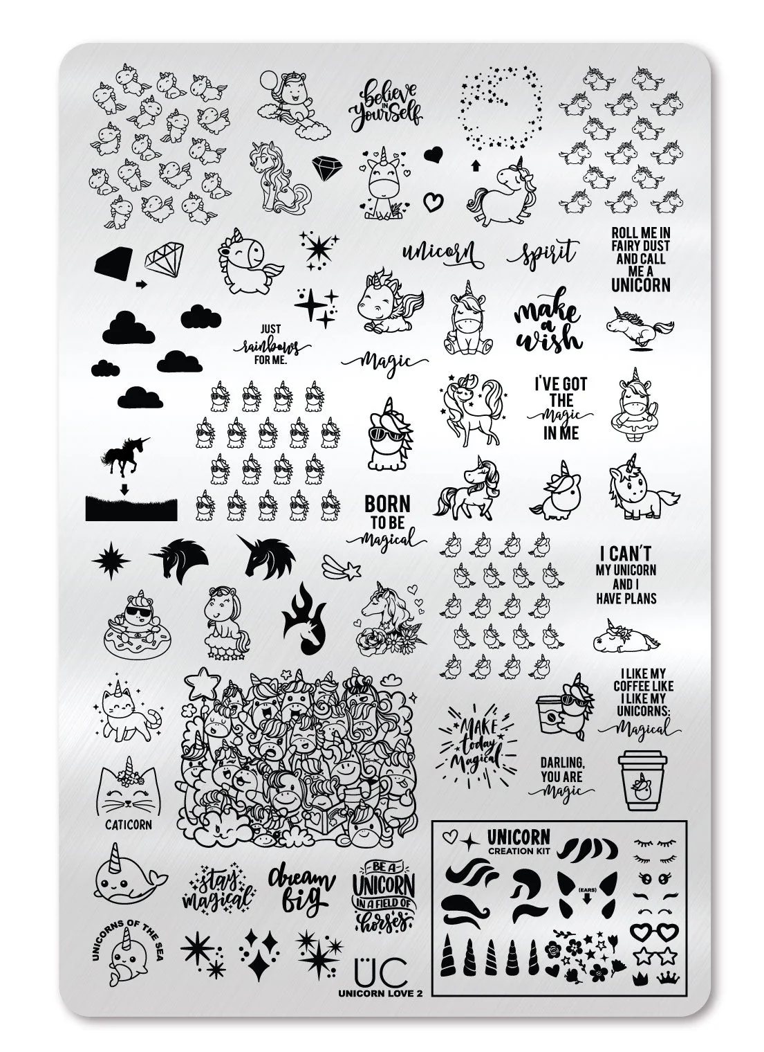 Detailed Unicorn Love 2 - Uber Chic Stamping Plate First-Class
