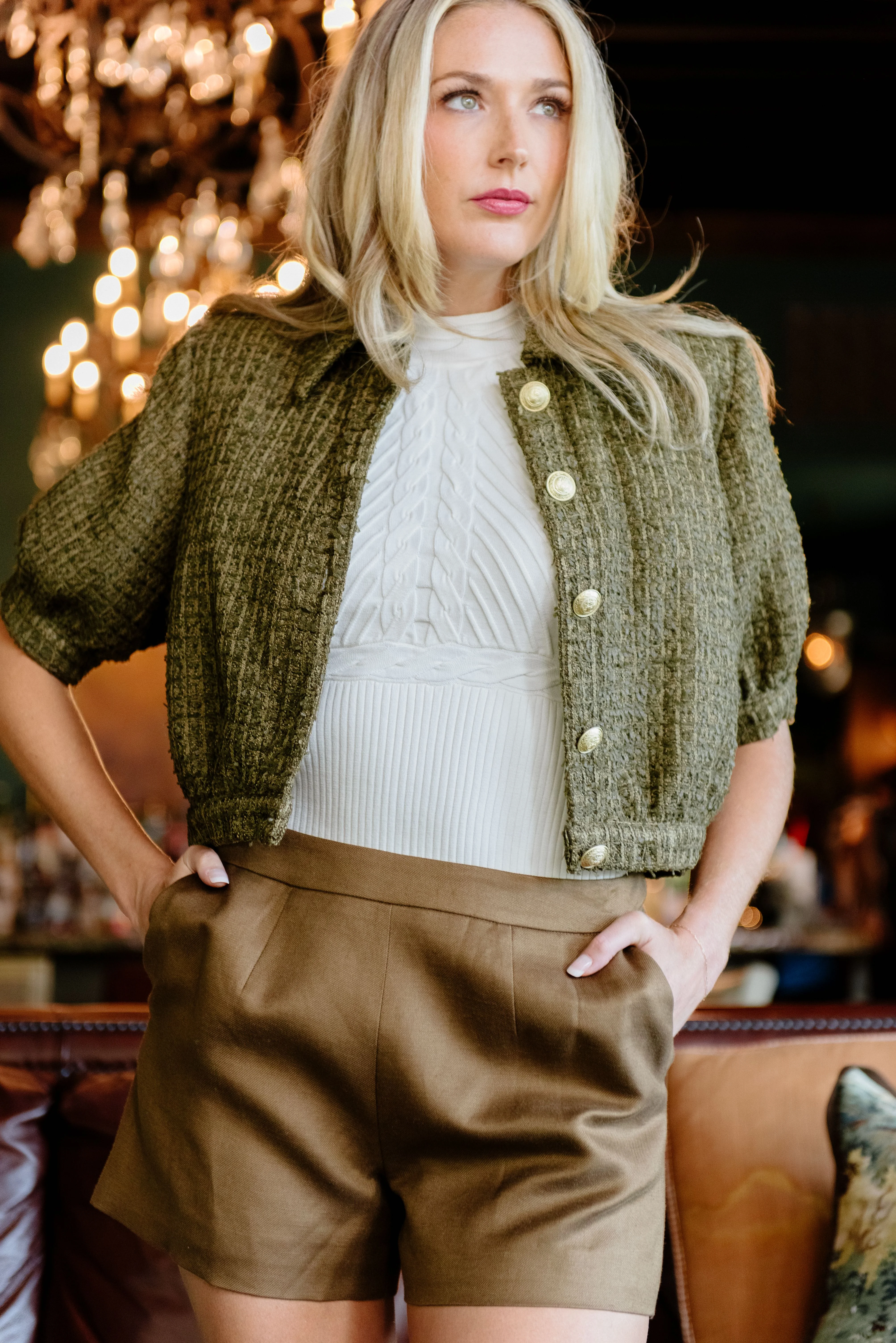 Excellent L'AGENCE Ashton Shorts in Brown Olive Traditional