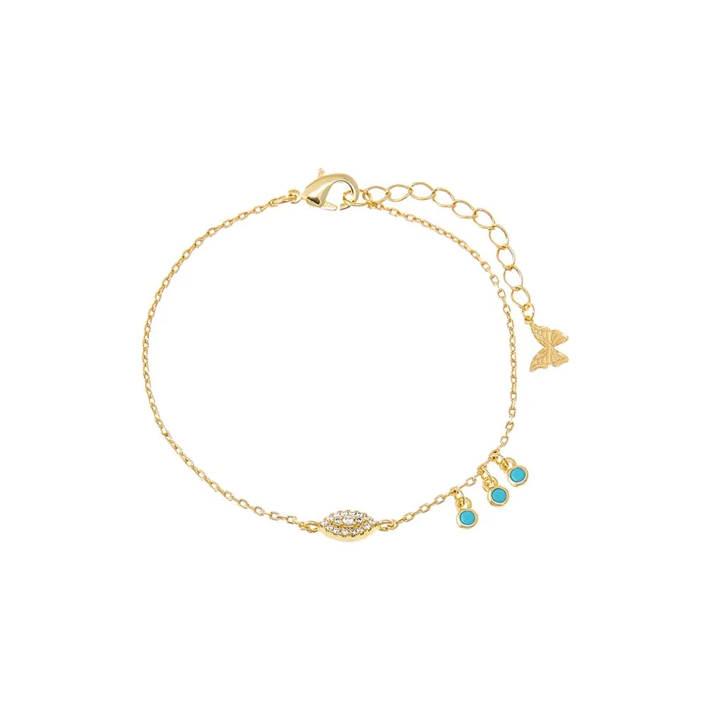Selected Evil Eye X Dangling Turquoise Bezel Bracelet Next-Generation