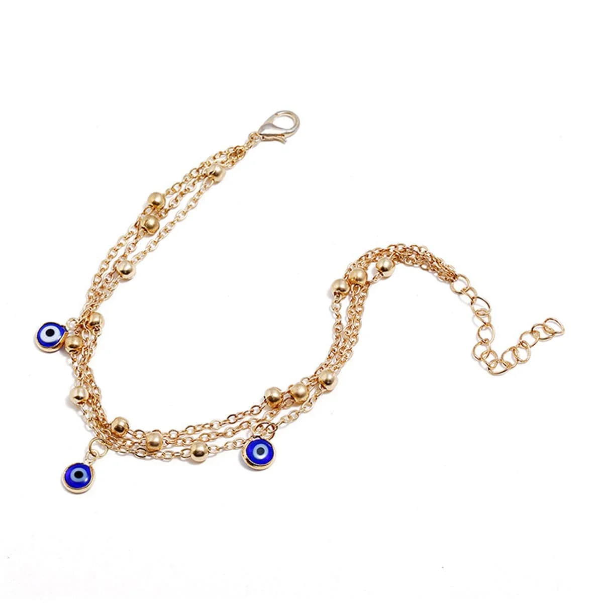 Verified Enamel Goldtone Eye Layered Anklet Eco-Friendly