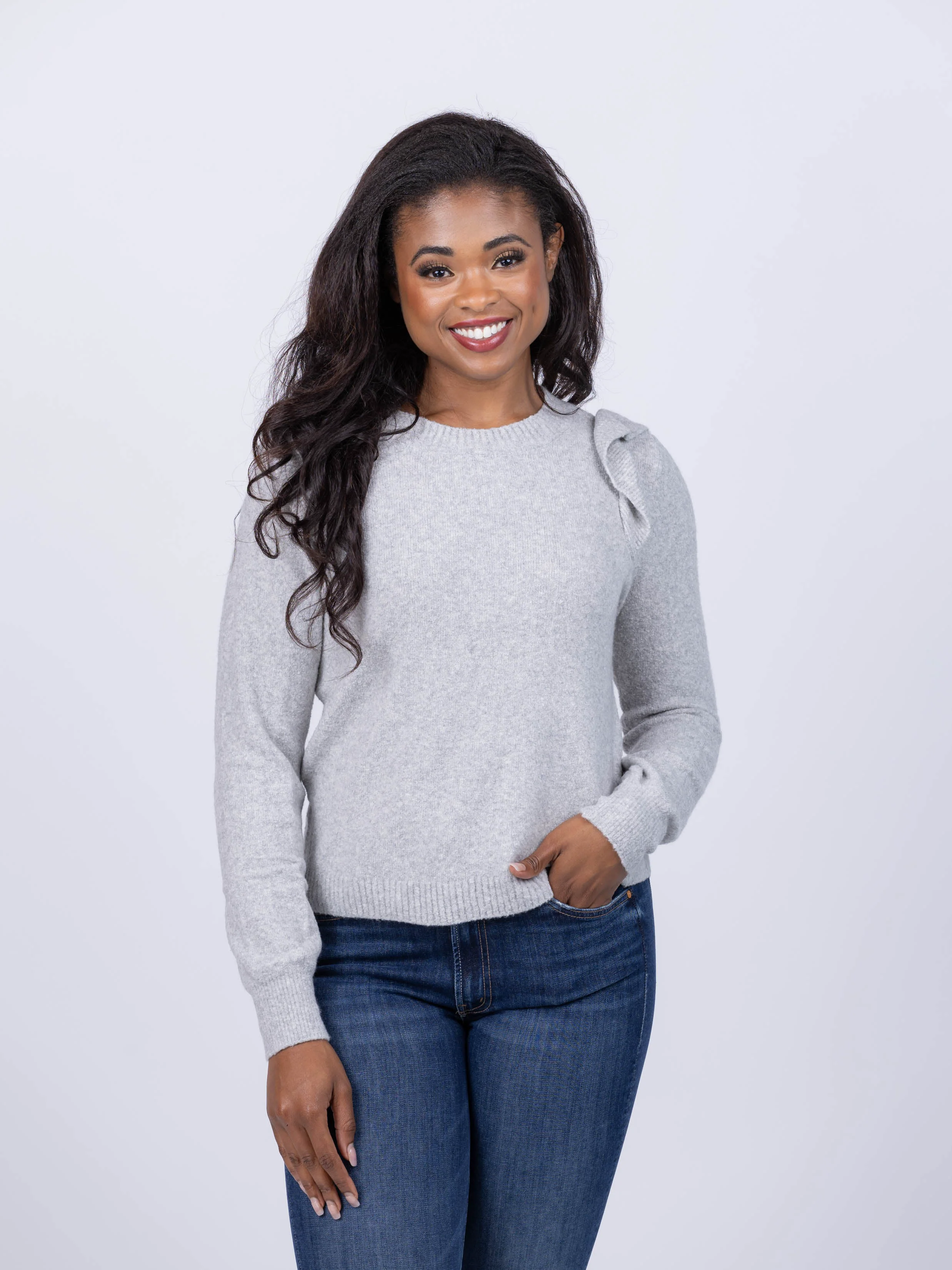 Contemporary Lilla P Easy Crew Sweater in Ash Lightweight