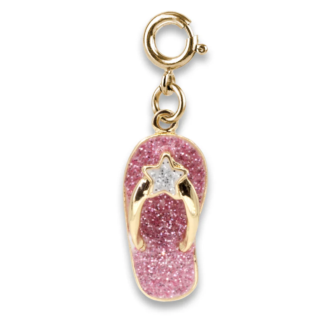 Outstanding Gold Glitter Flip Flop Charm Contemporary