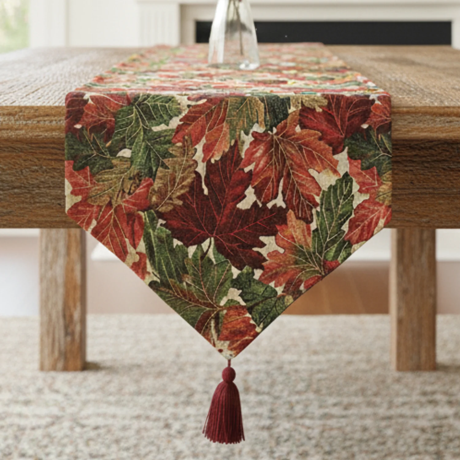 Exceptional Tache Warm Colorful Thanksgiving Leaves Fall Foliage Tapestry Table Runners 11516 Sophisticated