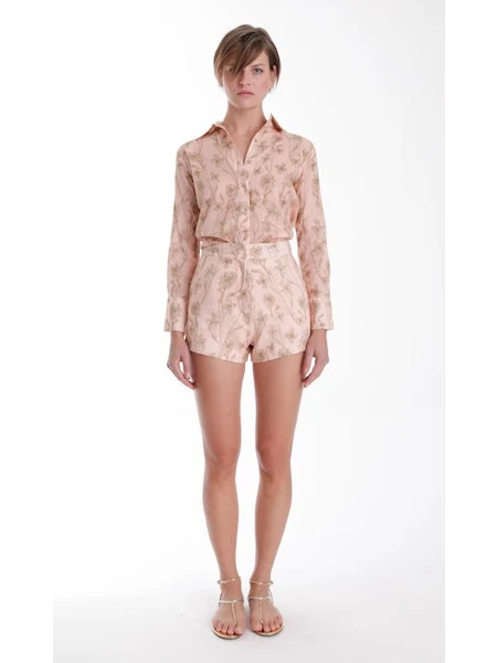 Comfortable Karina Grimaldi Coral Print Shorts in Peach Floral Classic