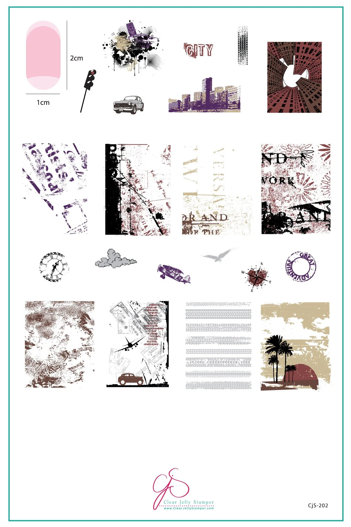 Genuine Grunge Series – City CjS-202 - Clear Jelly Stamping Plate Elite