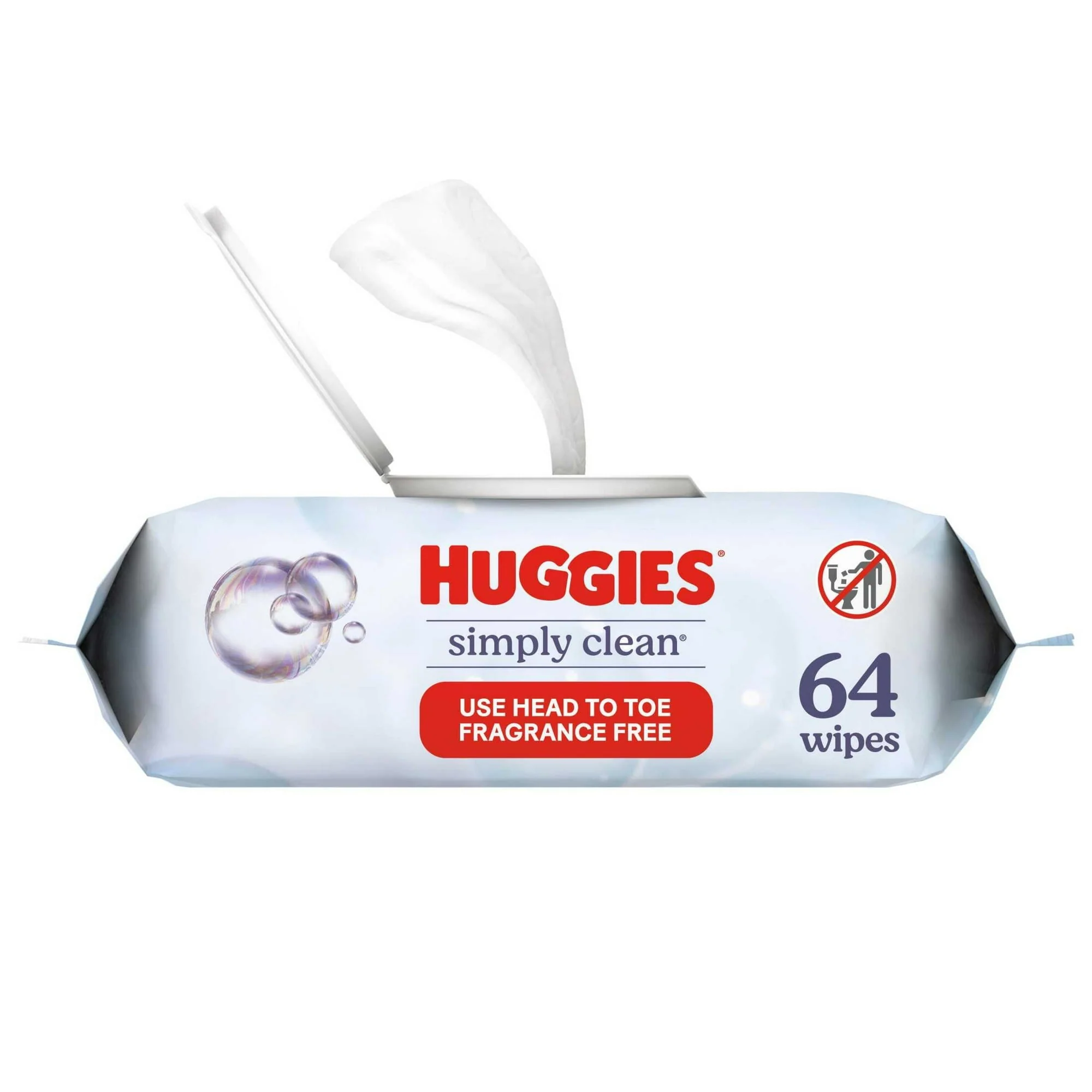 Soft Huggies Simply Clean Fragrance Baby Wipes for Gentle Everyday Cleaning 64Ea Lightweight