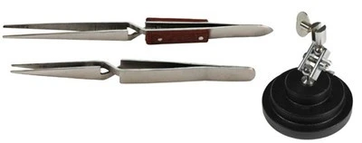Flexible 3 Piece Stainless Steel Locking Tweeser Clamp Stand Holder Jewelry Tweezer Tool Set World-Class