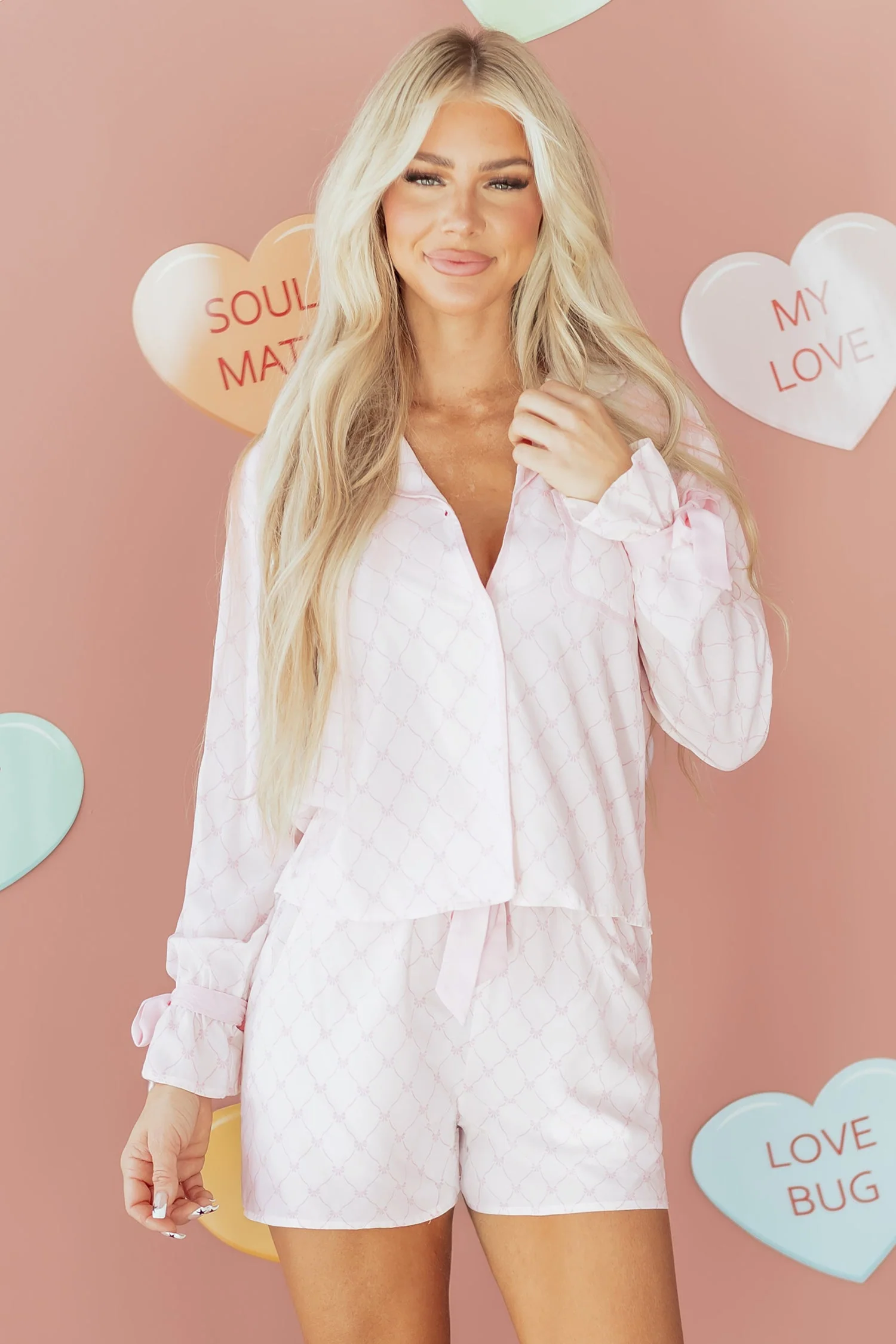 Prestigious Threaded Pear Talia Ties 2pcs Pajama Set High-Grade