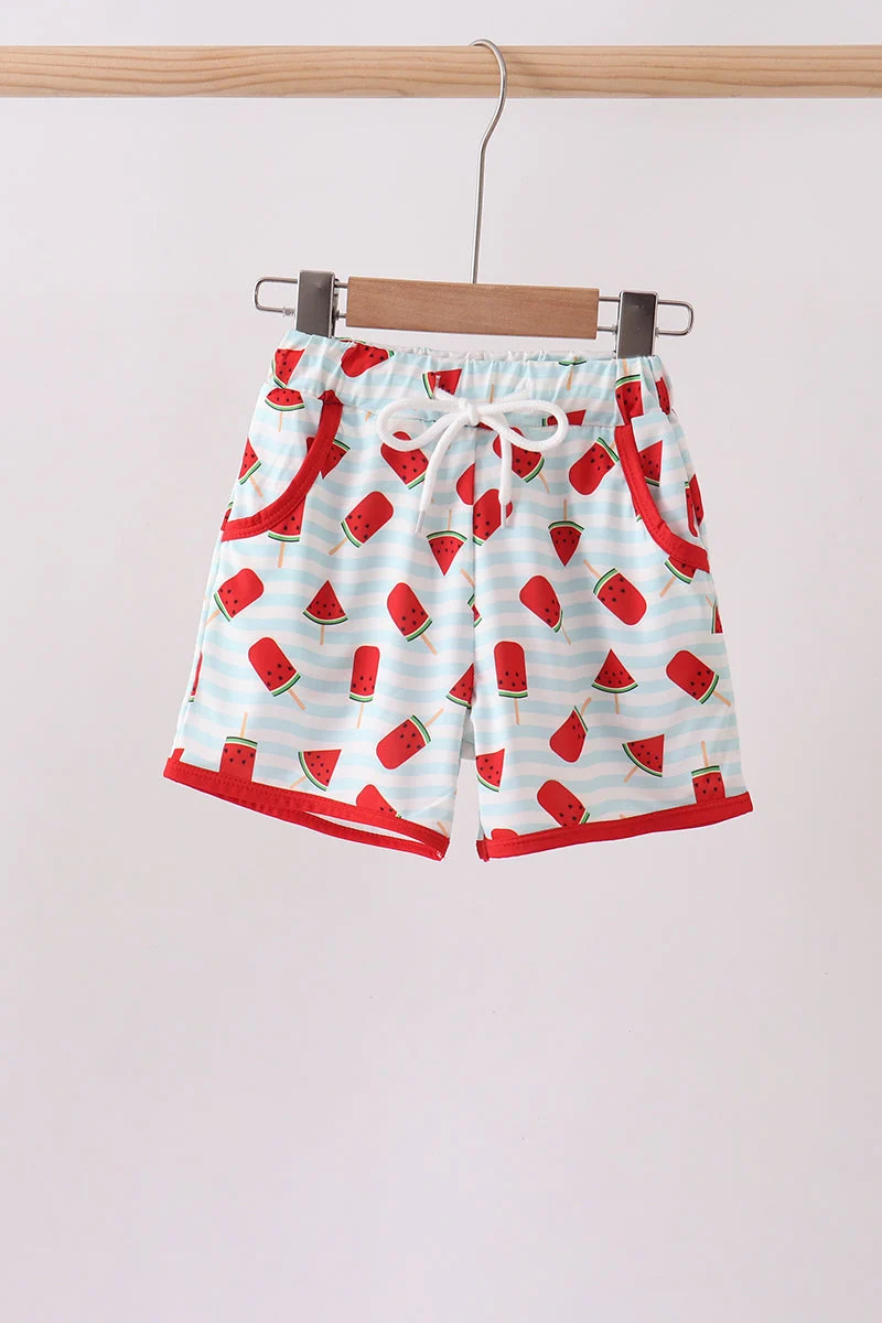 Professional Red Watermelon UPF Swim Trunks Traditional