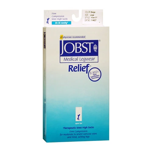 Premium Jobst Medical Legwear Stockings Relief Compression Knee High 20-30 Mm Hg Open Toe Beige Large - 1 Ea Prestigious