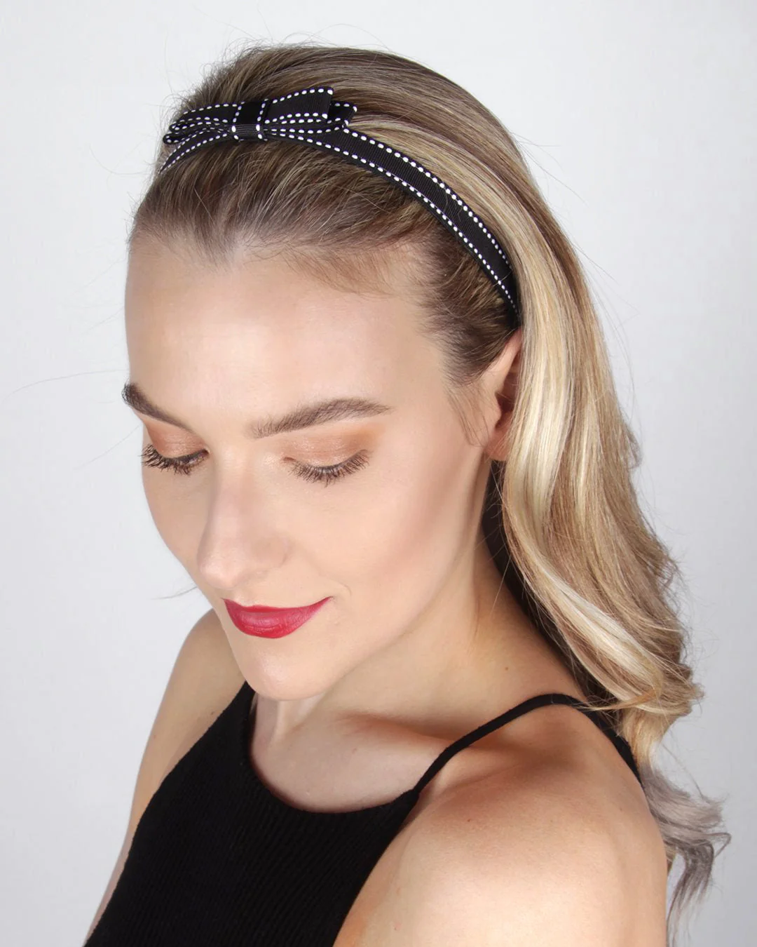 Elegant Pick-Stitch Bow - Skinny Headband Solid