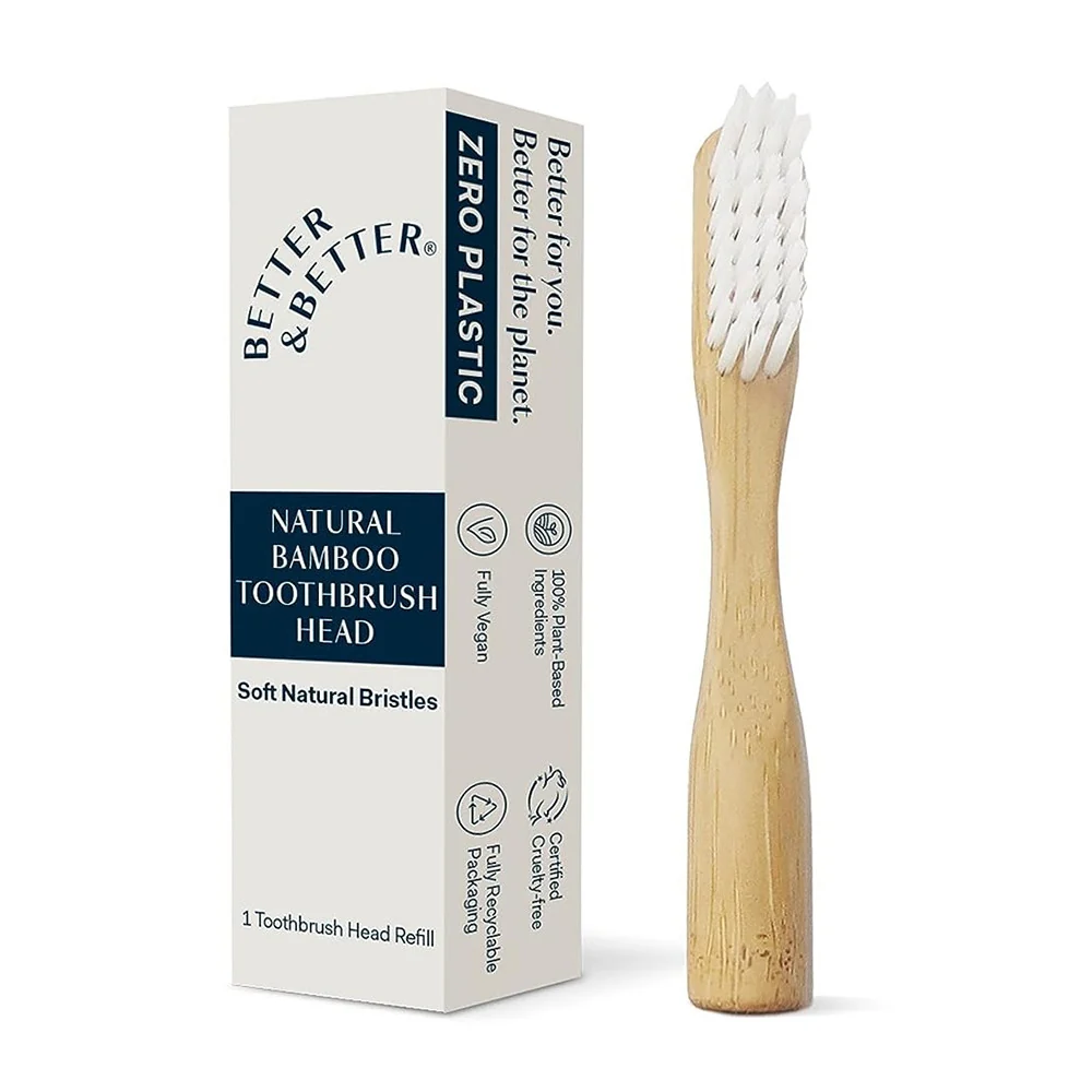 Practical Better and Better Natural Bamboo Toothbrush Head Soft Bristles 1 Ea Sustainable