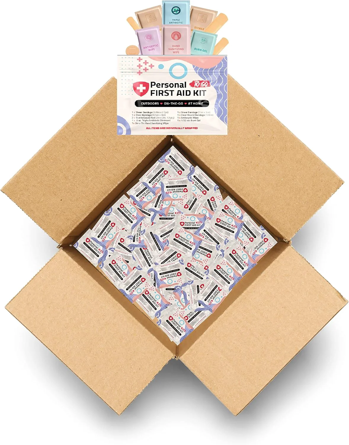 Elegant Personal First Aid Kit Case of 100 Abstract Certified