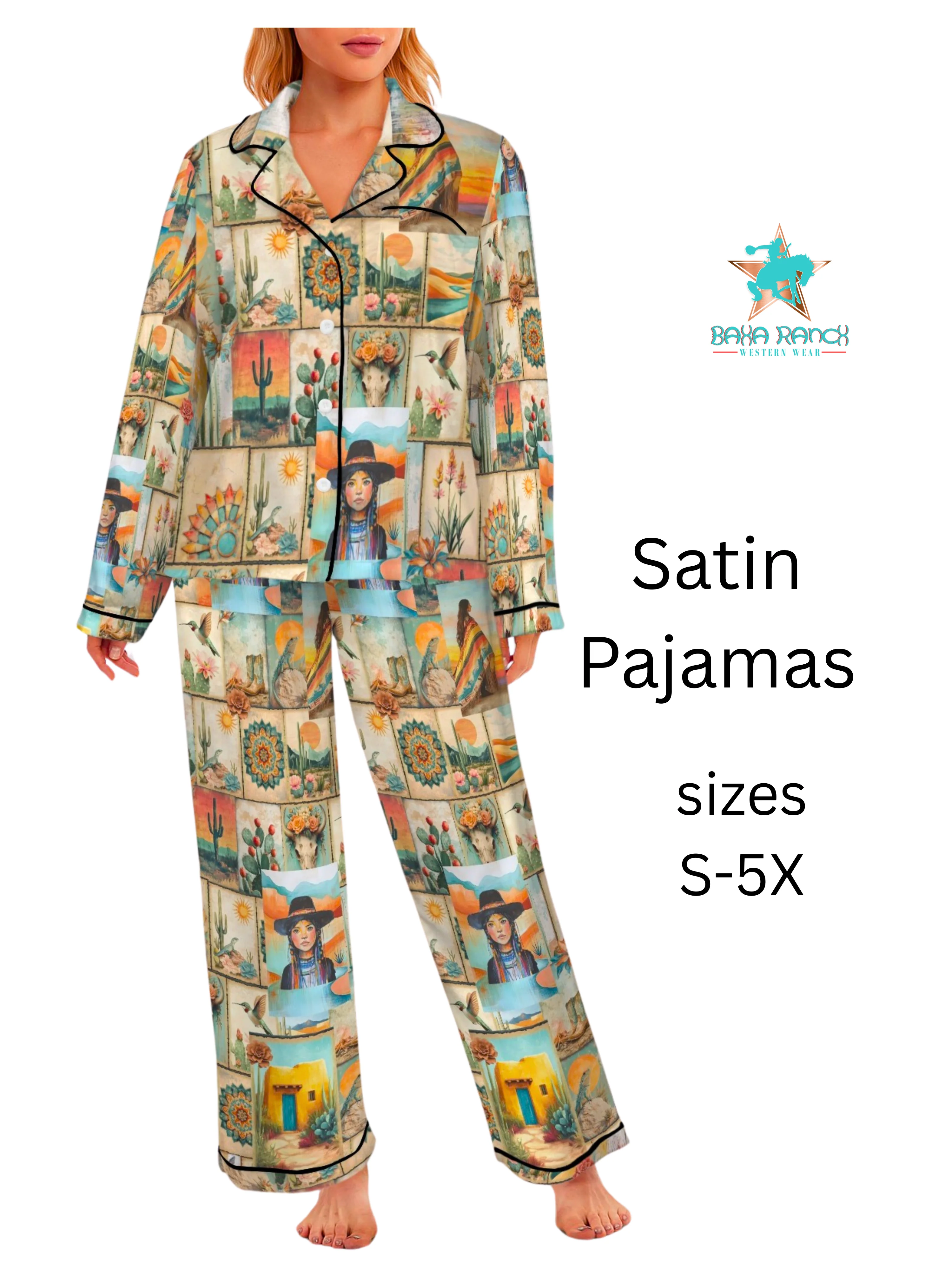 Artisan Baha Ranch Colores de Mexico Pictures of the Southwest Satin Pajamas Safe
