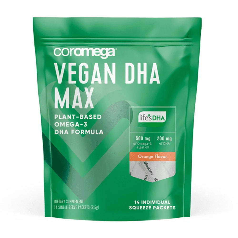 Optimized Coromega Vegan Max DHA Omega 3 Algal Oil Immune And Brain Health Orange Flavor 14 Ea Consistent