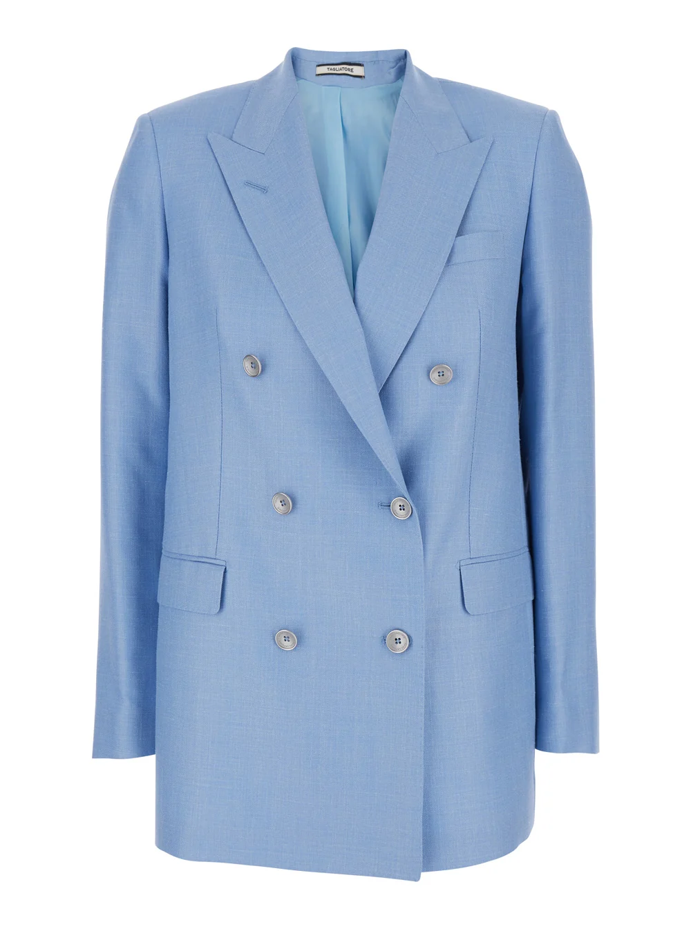 Original Design Double-Breasted Jacket Jasmine Light Blue Wool Prestigious
