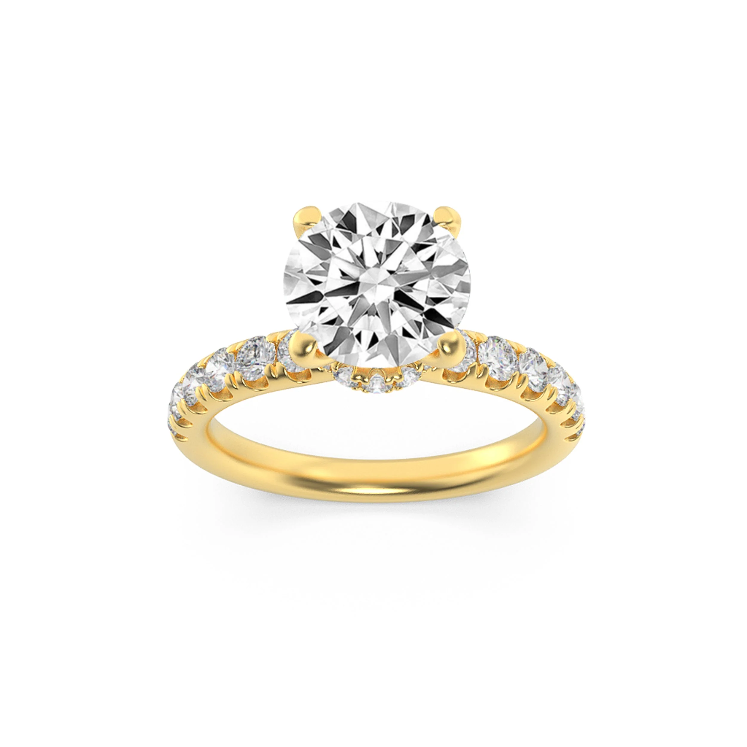 Certified 2.5Cttw Round Shaped Lab Grown Diamond F Hidden Halo Accented Ring in 14K Gold Specialty
