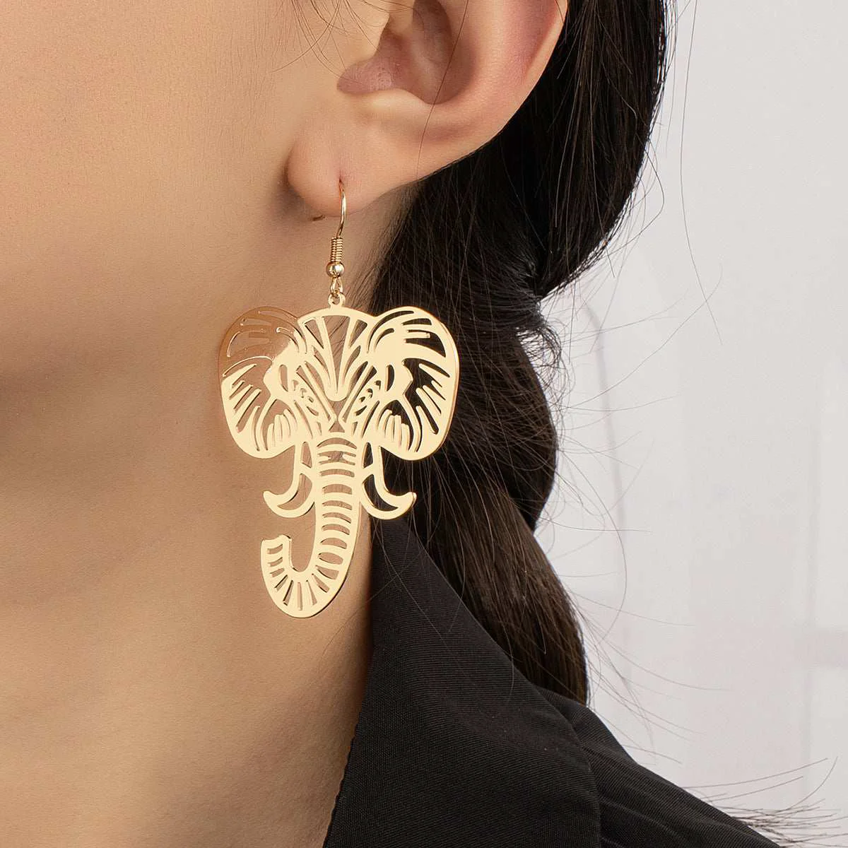 Versatile Goldtone Elephant Drop Earrings Elegant
