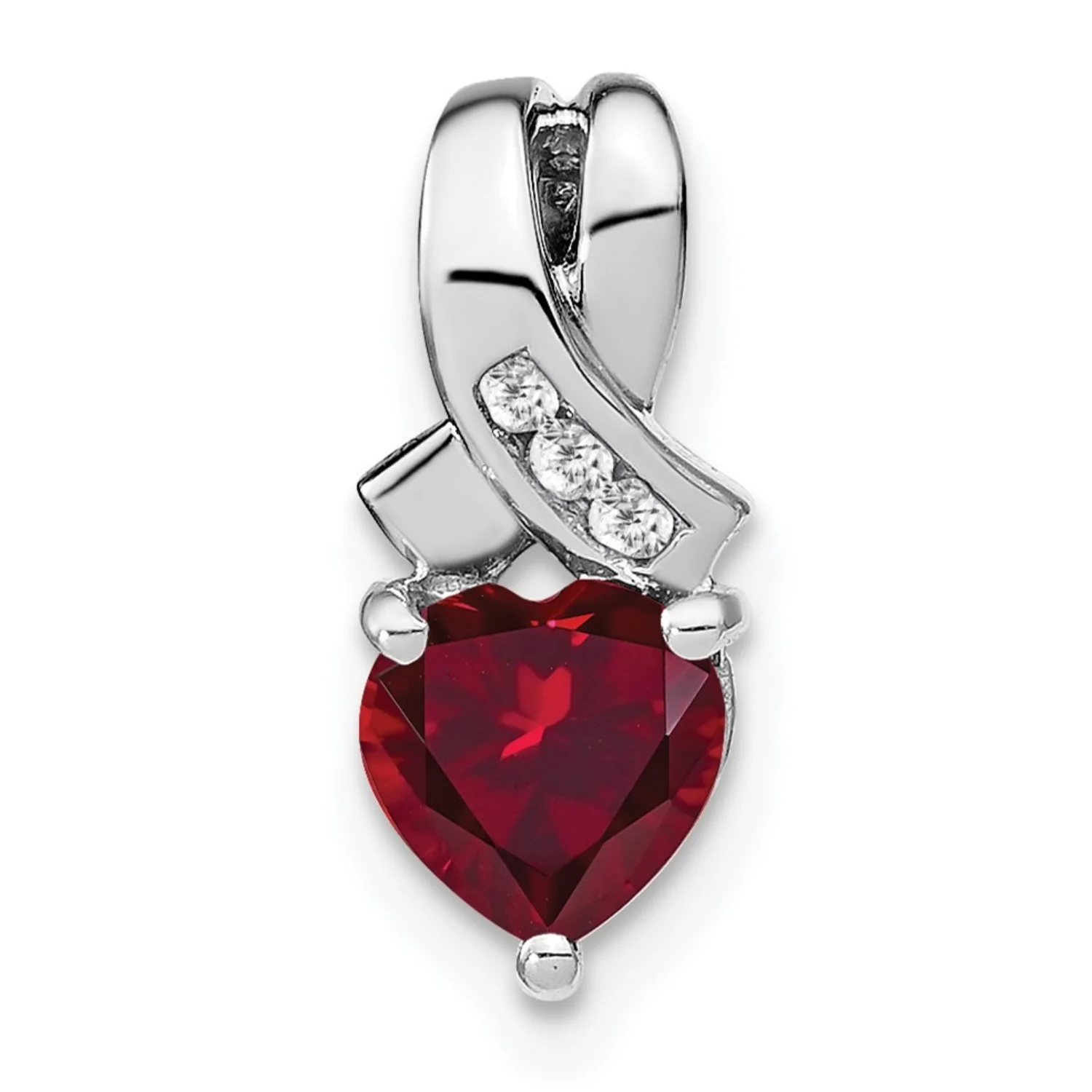 Traditional Sterling Silver Gemstones and Diamond Heart Pendant Convenient