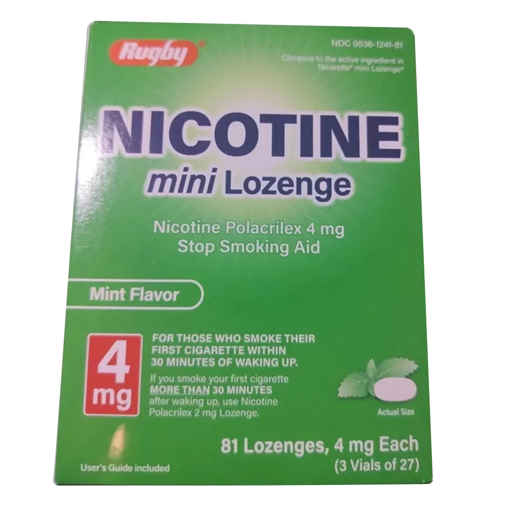 High-Performance Rugby Nicotine Mini Lozenge Polacrilex Stop Smoking Aid 4 Mg Mint Flavor 81 Ea Prestigious