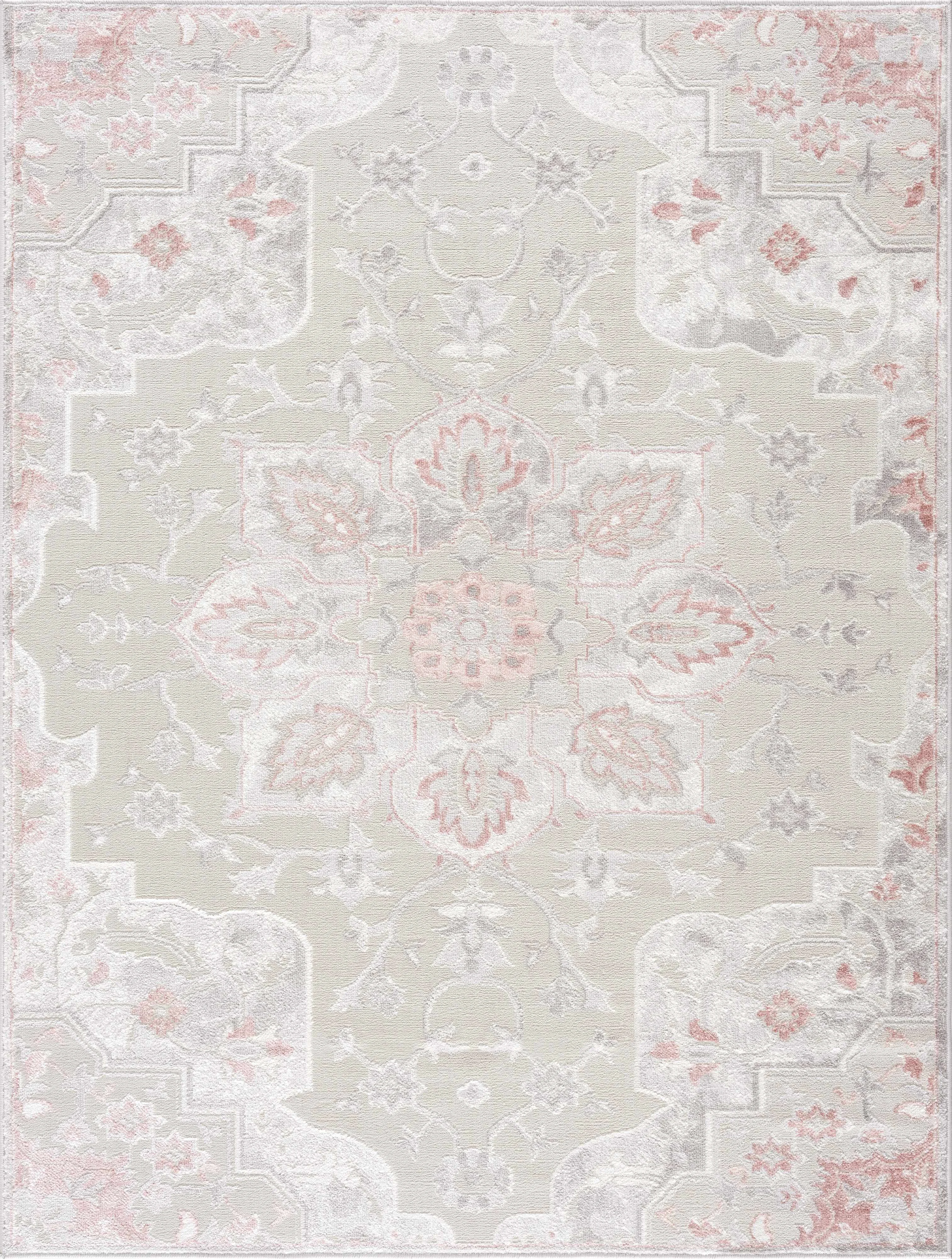 Premium Calum Pink Floral Thick Area Rug - Traditional