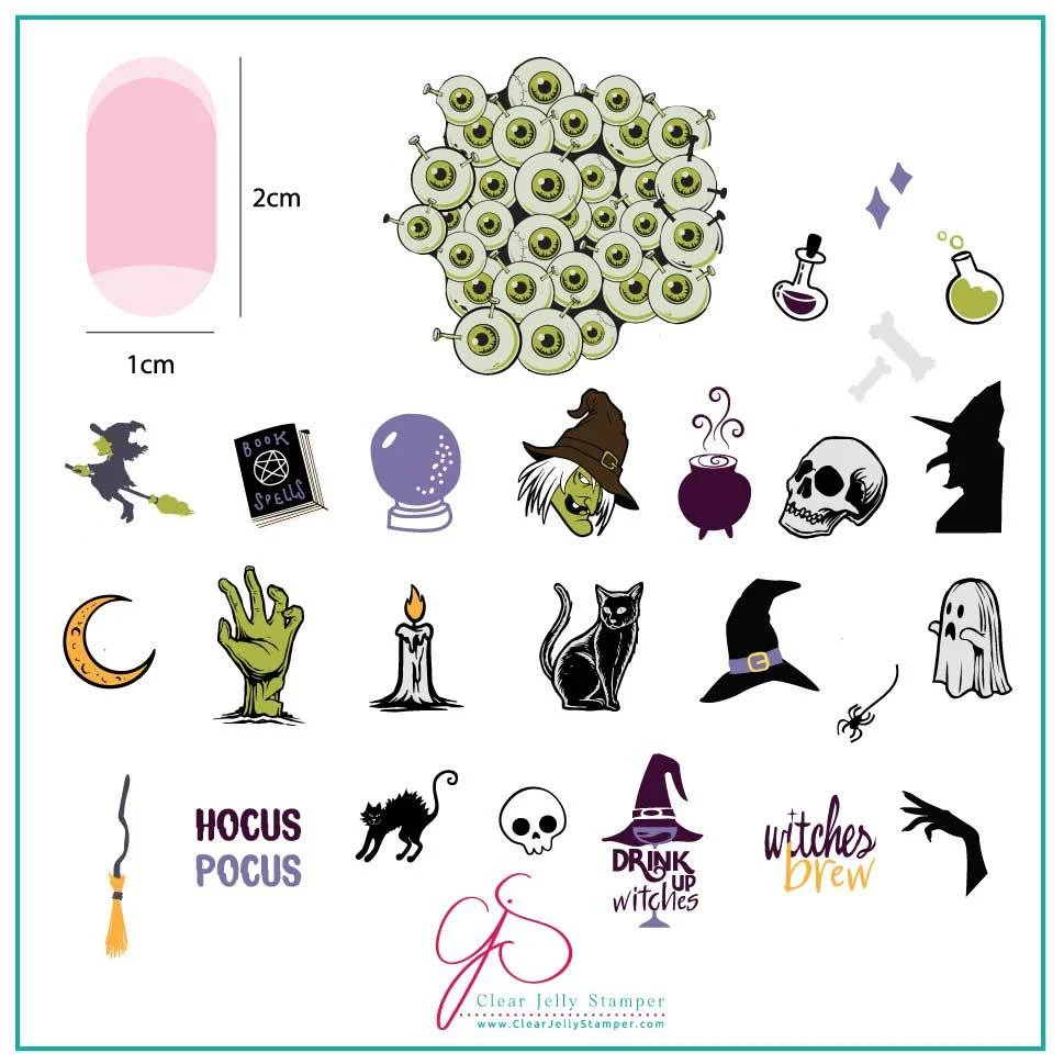 Stylish Halloween - Mini Witches Brew CjSH-56 - Medium Clear Jelly Stamping Plate Elegant