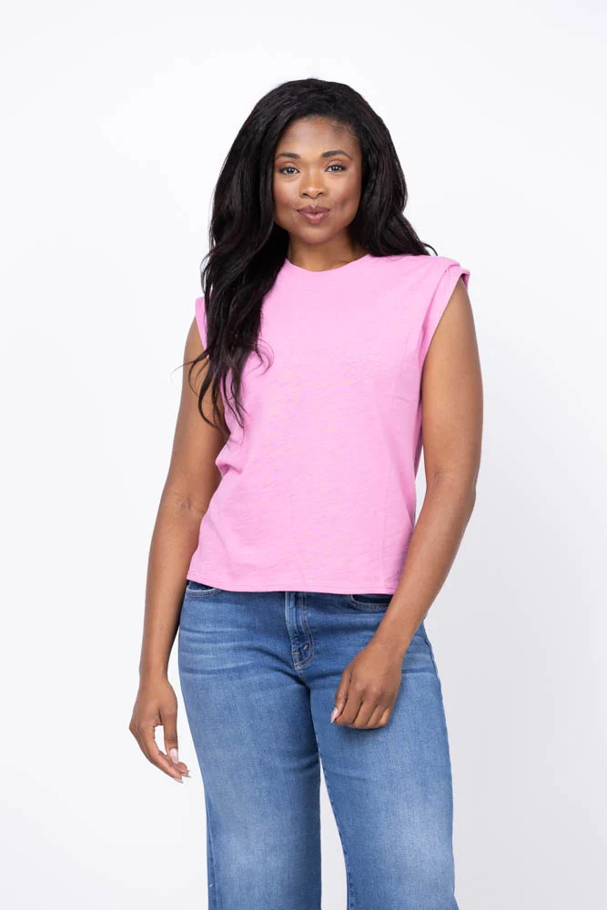 Casual NATION LTD Marina Muscle Tee With Shoulder in Dahila Prestigious