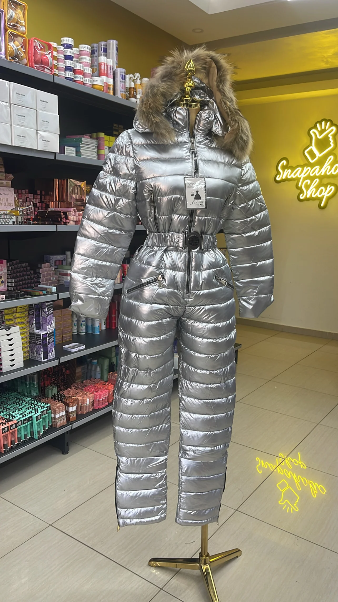 Pure SKI SUITS WOMEN METALIC SNOW SUITS FOR WOMEN WATERPROOF ONE PIECE JUMPSUIT SILVER Exclusive