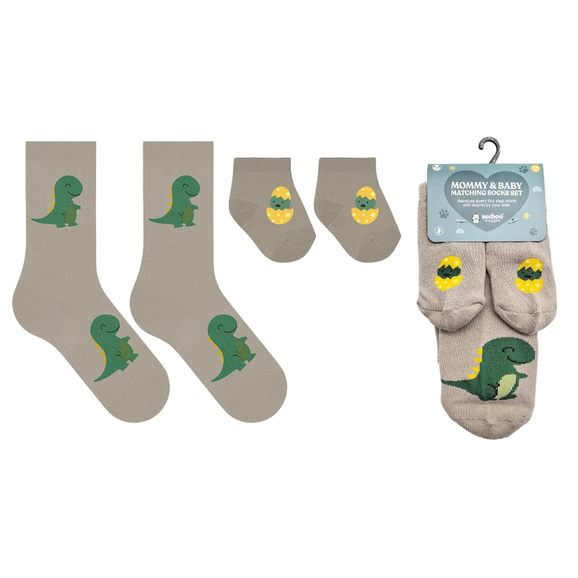 Stylish Seeboo Mommy and Baby Matching Socks Set - Dino Optimized