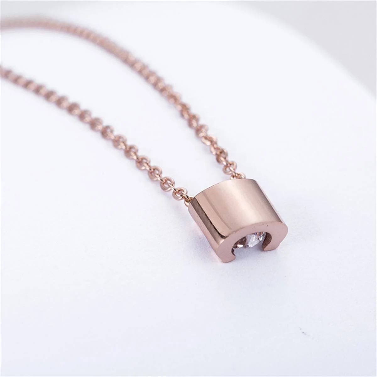 Versatile Cubic Zirconia Rose Goldtone Prong Pendant Necklace Reliable