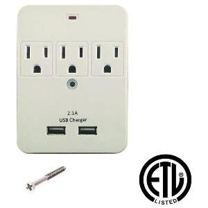 Original 3 Outlet Plug Adapter With USB Charging Ports Superior