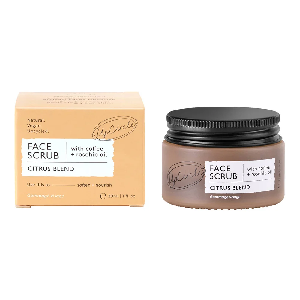 Convenient UpCircle Face Scrub Citrus Blend with Coffe and Roseship Oil Leave Skin Feeling Smooth and Glowing 1Oz 30ml Enhanced