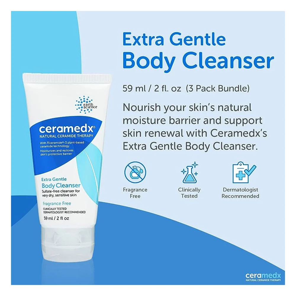 Stylish Ceramedx Extra Gentle Body Wash Cleanser for Sensitive Skin Fragrance 2 Oz Environmentally Friendly