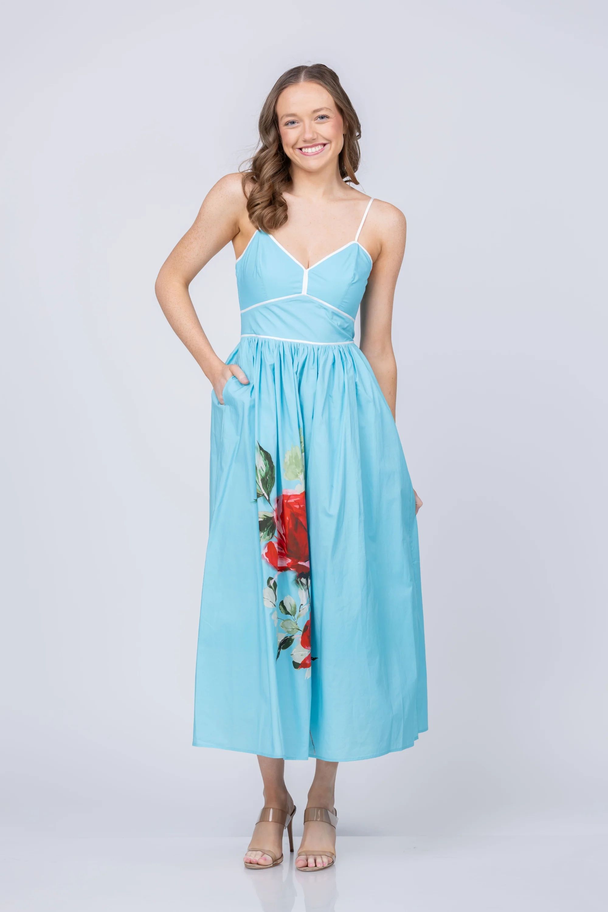 Versatile Christy Lynn Leilani Dress in Turquoise Rose Functional