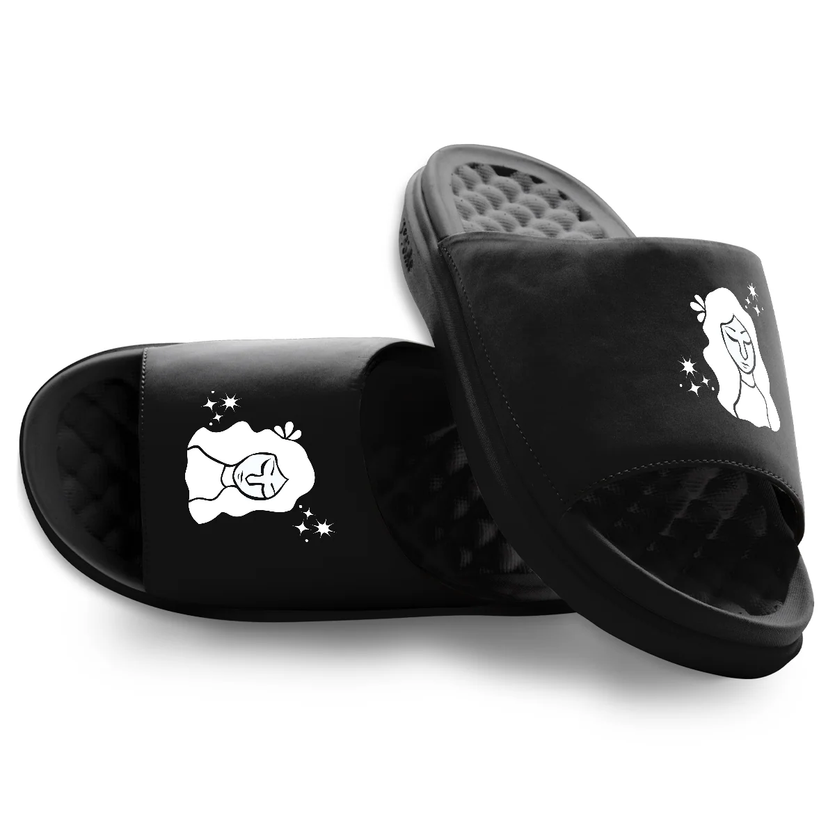 Crafted Virgo Zodiac Symbols Motive Slide Sandals Premium