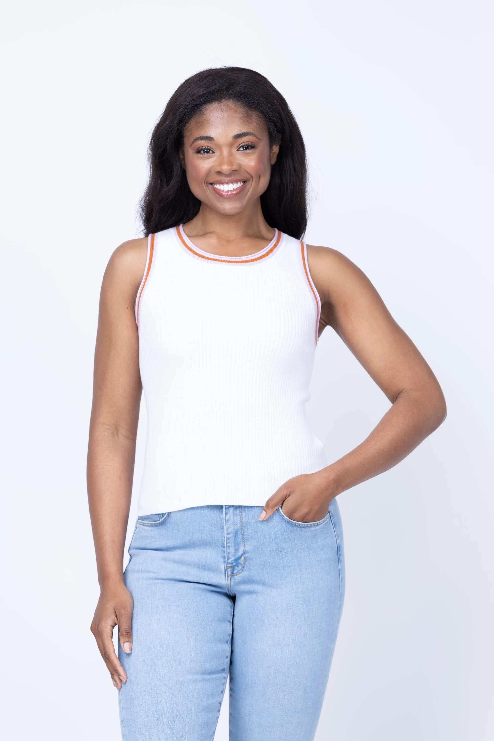 Unique Lilla P Contrast Trim Knit Tank World-Class
