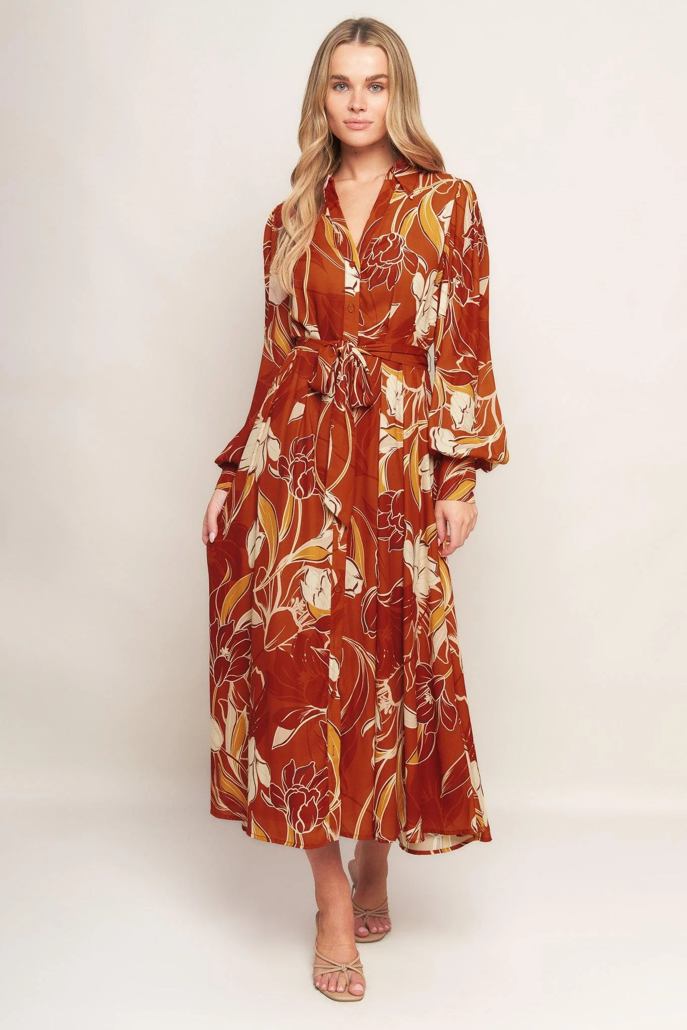 Convenient Blooming Radiance Woven Midi Dress Powerful