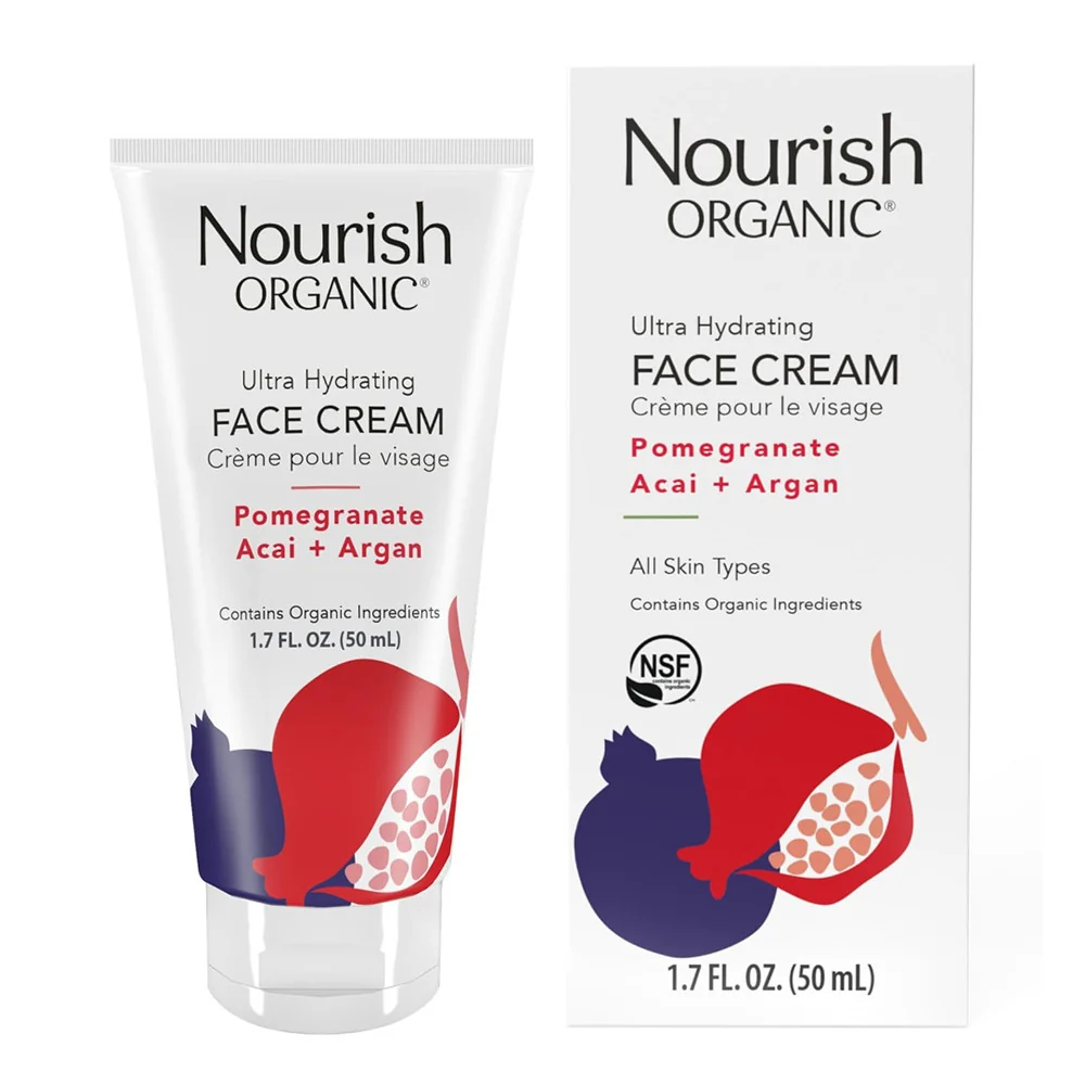 Stylish Nourish Organic Ultra Hydrating Face Cream with Pomegranate and Argan 1.7 Oz Effective