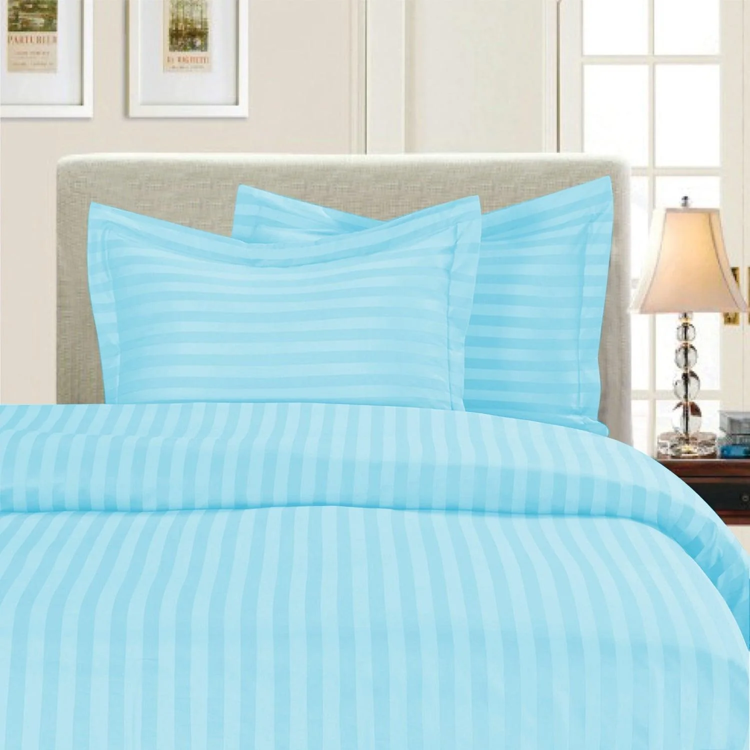 Casual Elegant Comfort 3-Piece Stripe Duvet Cover Set - Dobby Stripe Printed Pattern Soft
