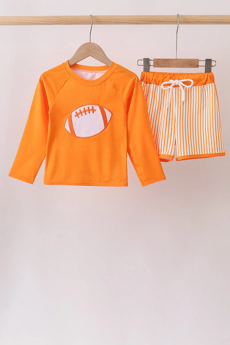 Fast Orange Football 2PC Long Sleeve Swimsuit Verified