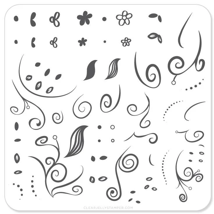 Smooth Floral Swirl 1 CjS-13 - CJS Small Stamping Plate Casual