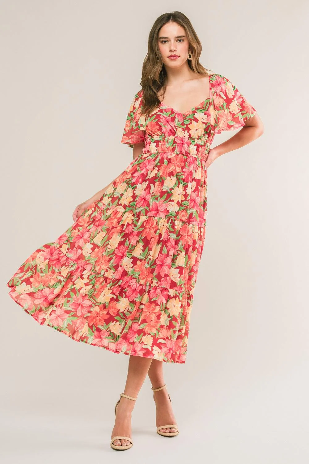 Sophisticated Love is Blooming Woven Midi Dress Dependable