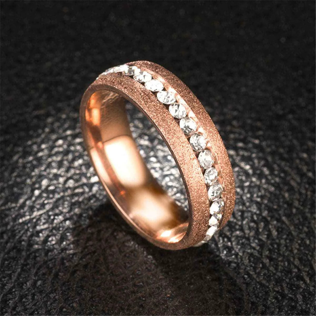 Authentic Cubic Zirconia Rose Goldtone Frosted Band Reliable