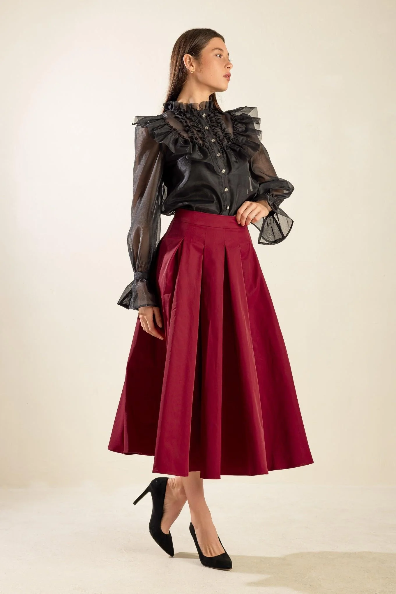 Detailed Dance With Destiny Woven Midi Skirt Fine Crafted